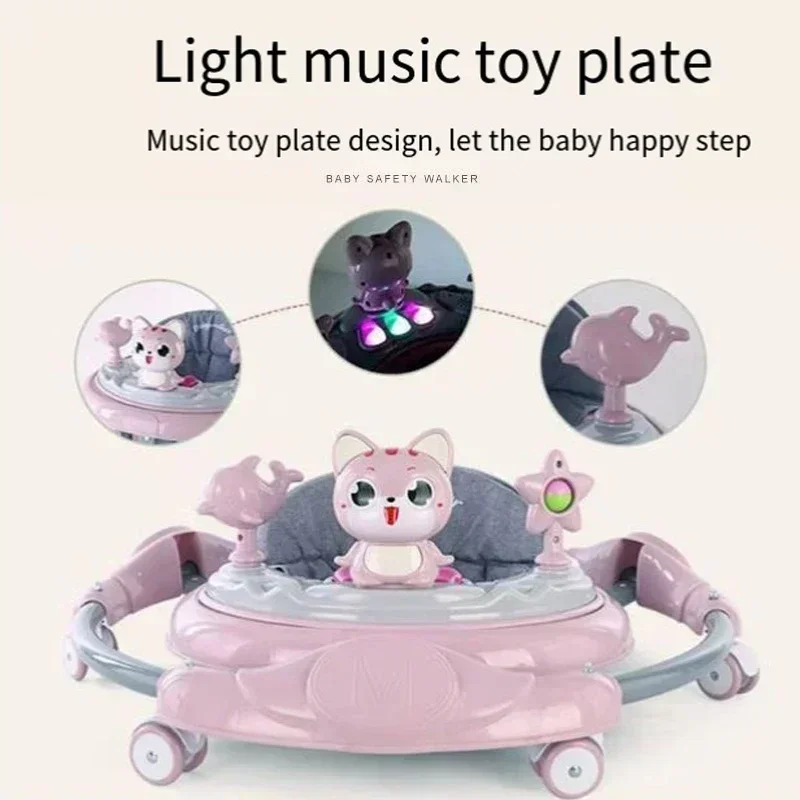 Baby Walker Baby Anti-O-leg Walker Multi-function 6 Gear Adjustment Anti-rollover Folding Walker 1-3 Years Old Baby Learn Start