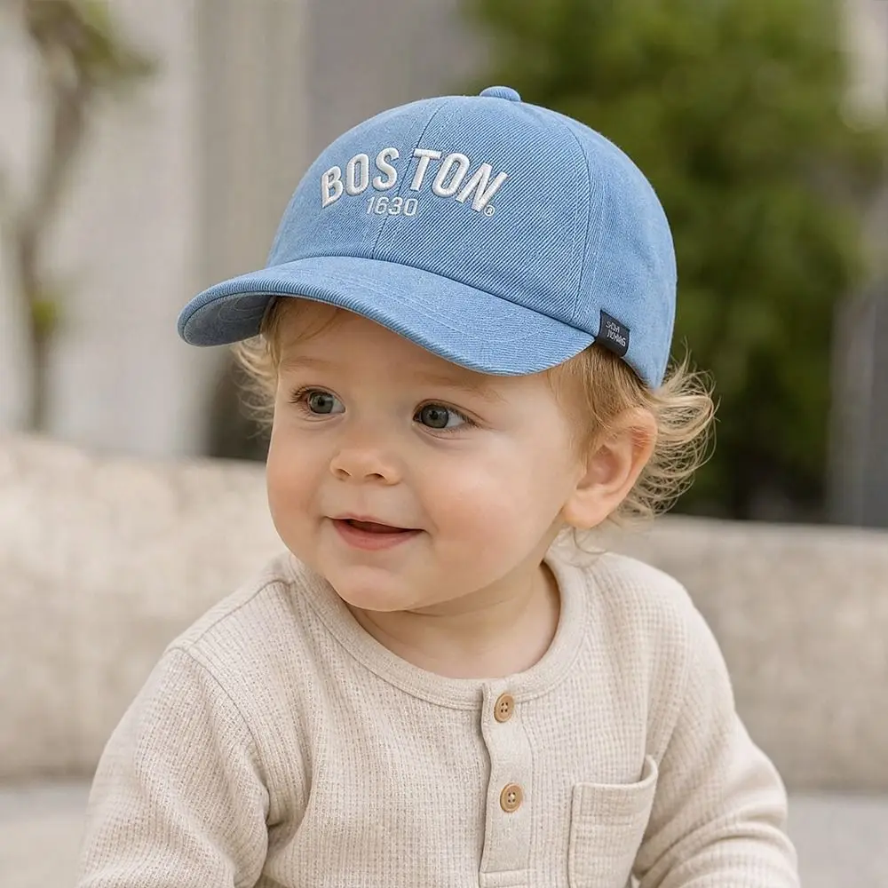 Casquette de baseball en jean de coton brodée de lettres pour enfants, réglable, respirante, protection solaire, été