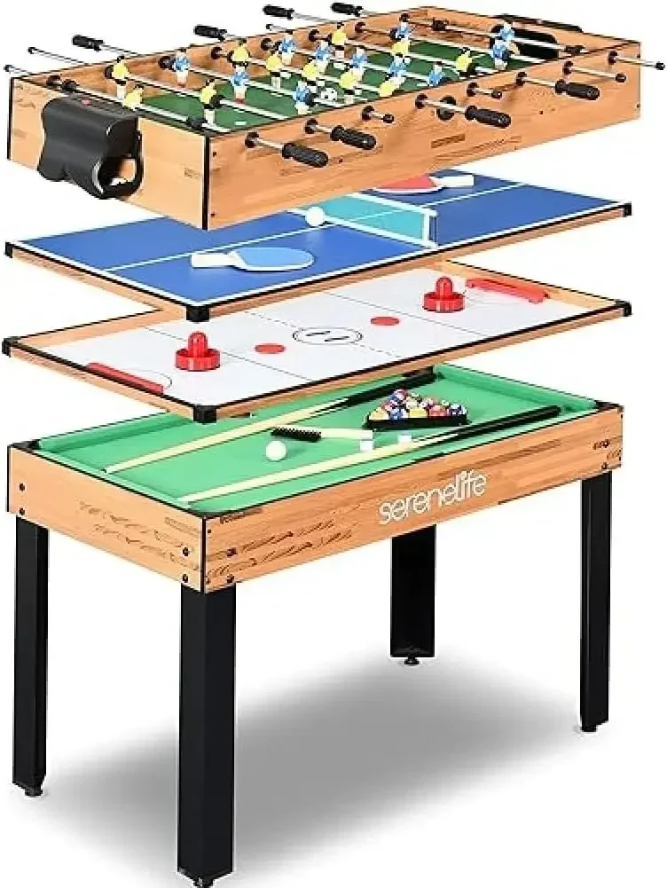 Multi Game Table, 48-calowe sportowe gry zręcznościowe z akcesoriami, ping-ponga, hokej, bilard, piłka nożna, piłkarzyki Wszystko w