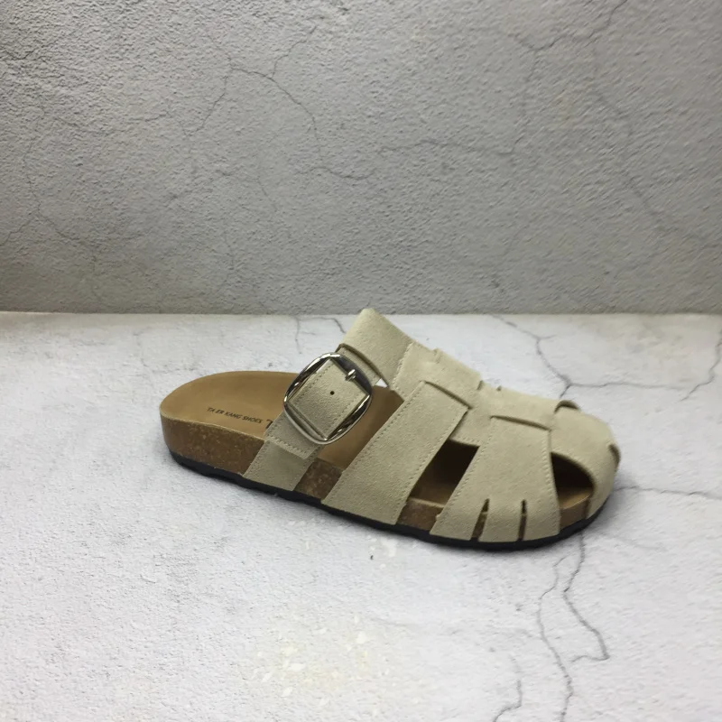 

Модные женские римские сандалии на плоской подошве, весна 2024, кожаная обувь на низком каблуке с верхом Town Away E of Roll со скидкой