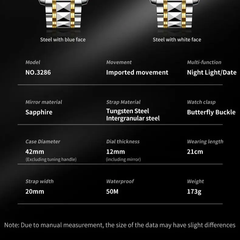 OUPINKE 3286 Men High end Fully Automatic Mechanical Watch Original HD Diamond Dial Tungsten Steel Strap Waterproof Men Watch