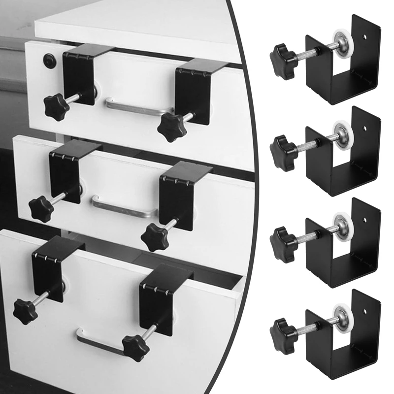 Drawer Front Panel Installation Clamp Hardware Jig C Clamp 3Mm Thicker Drawer Drill Hole Guide U Clamp(4 Pack)