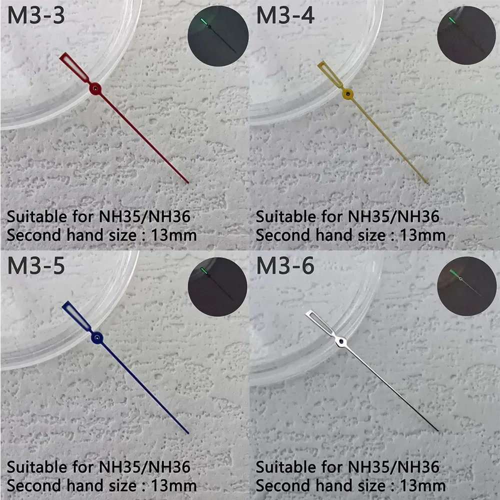 13mm części do zegarków wskazówki wskaźnik zielone świecące igły do akcesoriów do zegarków z mechanizmem NH35/NH36 części zamienne