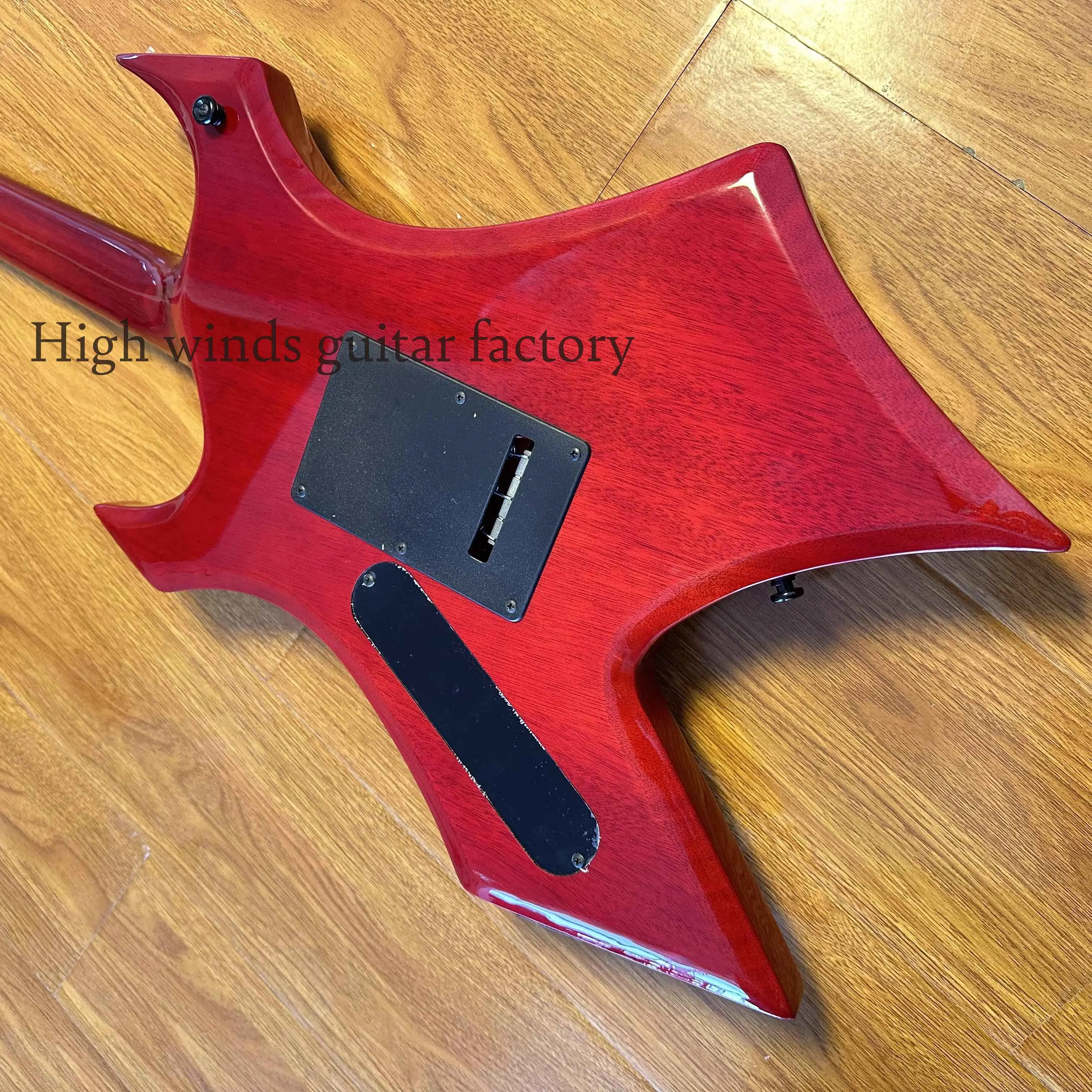 Solid Warlock Extreme red quilted maple top electric guitar Floyd Rose HH pickup -