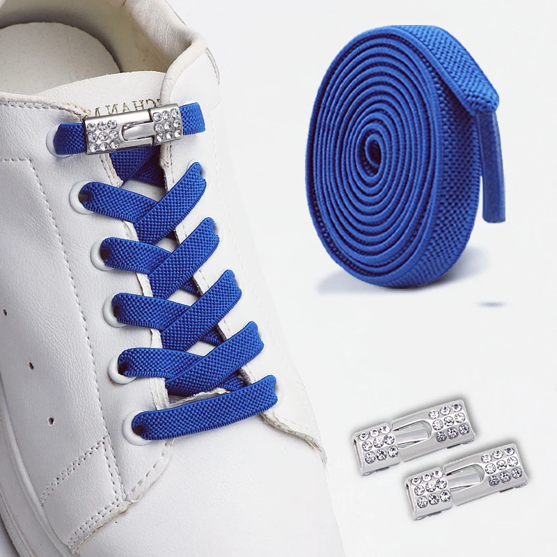 Diamond Lock Shoelaces Without Ties Elastic Laces Sneakers No Tie Shoelaces Unisex Kids Adult 8mm Flat Shoelace Shoe Accessories