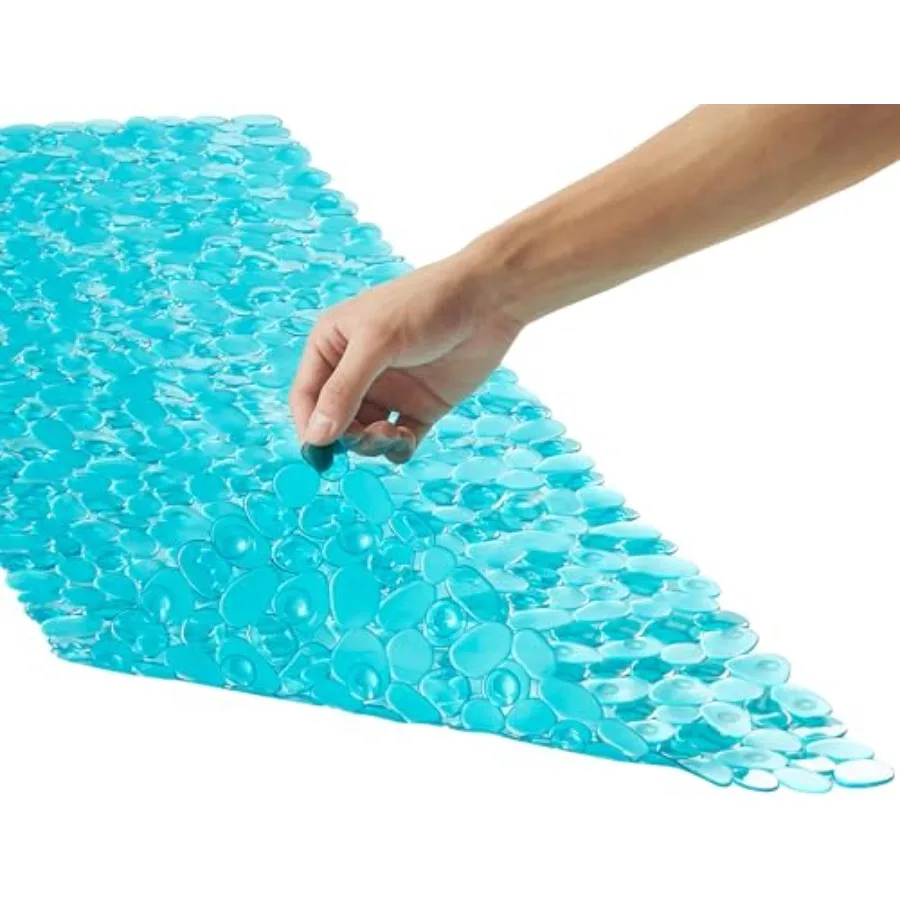 

Bath Shower Mat Non Slip: Extra Large Pebble Bathtub mat for Families, Anti Slip Shower Matt with Drain Holes Suction Cups Tub