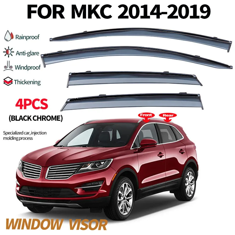 Suitable for 2015-2019 Lincoln MKC Window Visors Exclusively for Wind & Rain Deflectors No-Drill Design