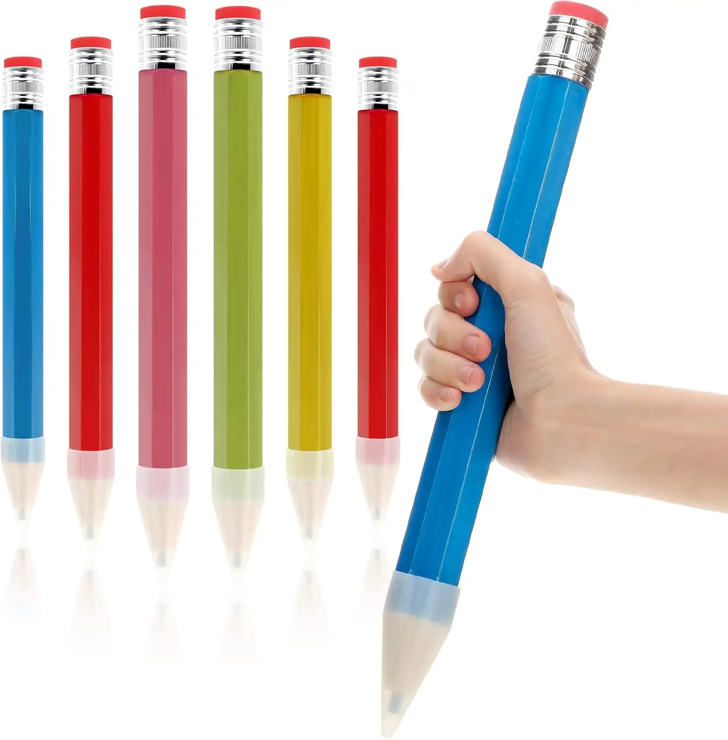 

6 Pcs Wooden Jumbo Pencils 14 Inch Giant Pencil for Photo Props, Home School Supplies, Kids, Preschoolers