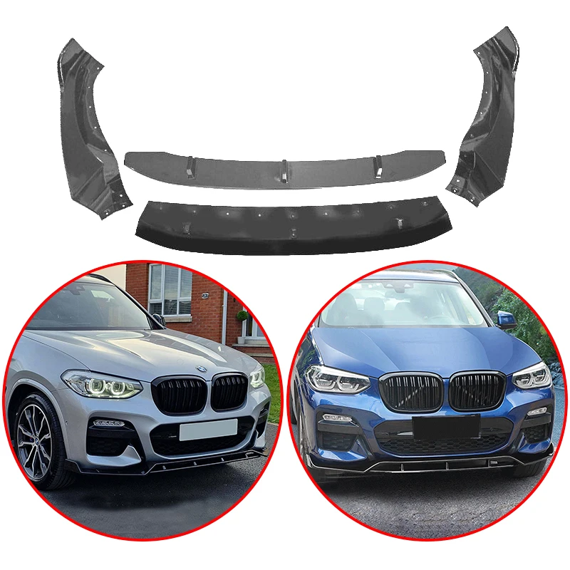 

For BMW X3 X4 G01 G02 30i 20i 25d M40i M40d M-Pack 2017-2021 High Quality ABS Car Front Lip Bumper Spoiler Body Kit Glossy Black