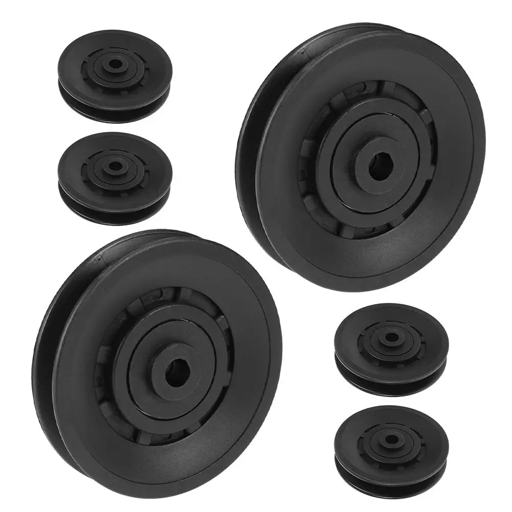 

6pcs Gym Pulley Wheels Durable Fitness Equipment Attachment Cable Machine Replacement Black Workout Training Accessories