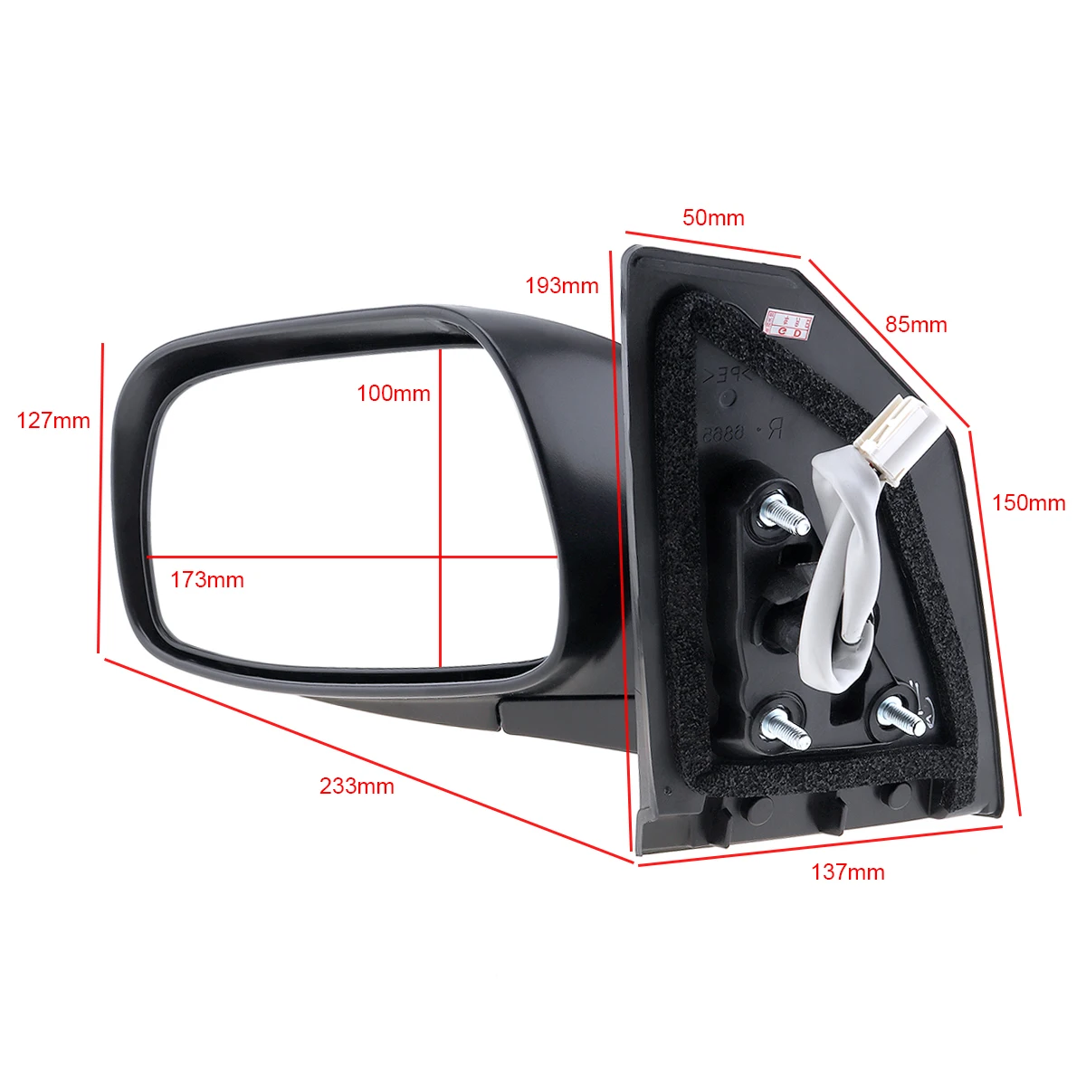 Non-Folding Left Side Mirror Left Hand LH Mirror Auto Parts for 2003-2008 Toyota-Corolla-CE / LE/ S/ Sport/ XRS Sedan 4-Door