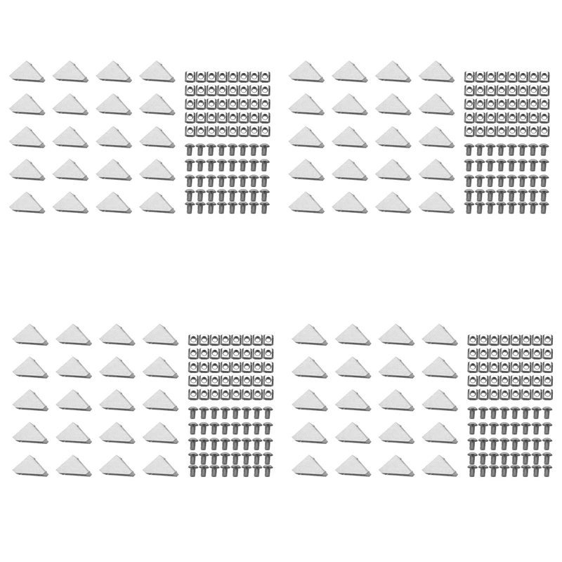 2020 Series Aluminum Profile Connector Set, 80Pcs Corner Bracket,160Pcs T-Slot Nuts, 160Pcs Hex Socket Cap Screw Bolt