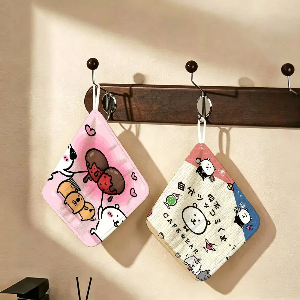 cute character J-joke B-bear Polyester Cotton Hanging Kitchen Towel, Skin Friendly Hand Wiping Towel for Hotel Cafe Household