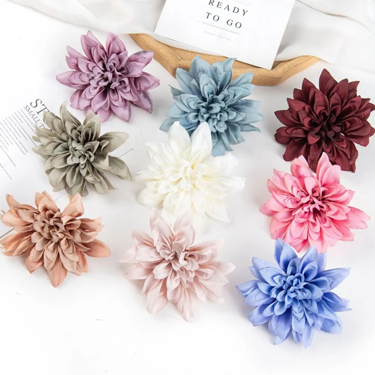 

10pcs Artificialflower Silk dahlia gerbera for Home festival Outdoor Garden Decor Christmas wreath Diy candy box Wedding brooch