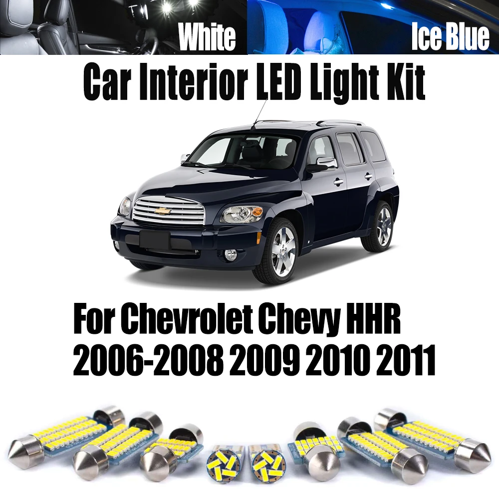 11 Uds Canbus vehículo LED Interior mapa cúpula matrícula Kit de luz de maletero para Chevrolet Chevy HHR 2006- 2009 2010 2011 bombillas de coche