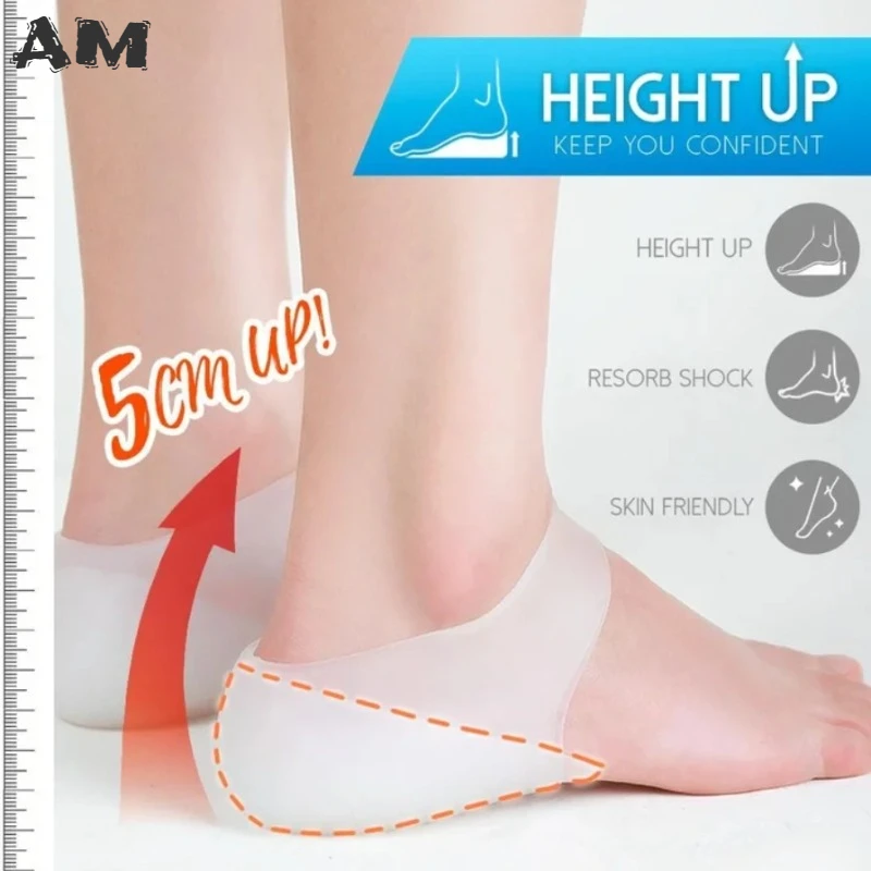 Concealed Footbed Enhancers Massaging  Invisible Height Increase Silicone Insoles Socks Pads