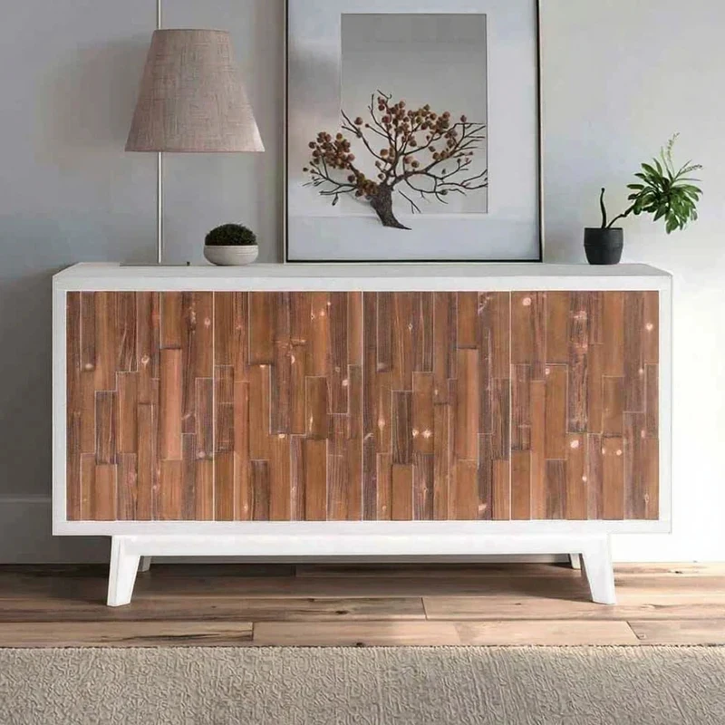 Z DU'S Modern , White Body, Brown Cinet With Delie Solid Wood Decorations.Z