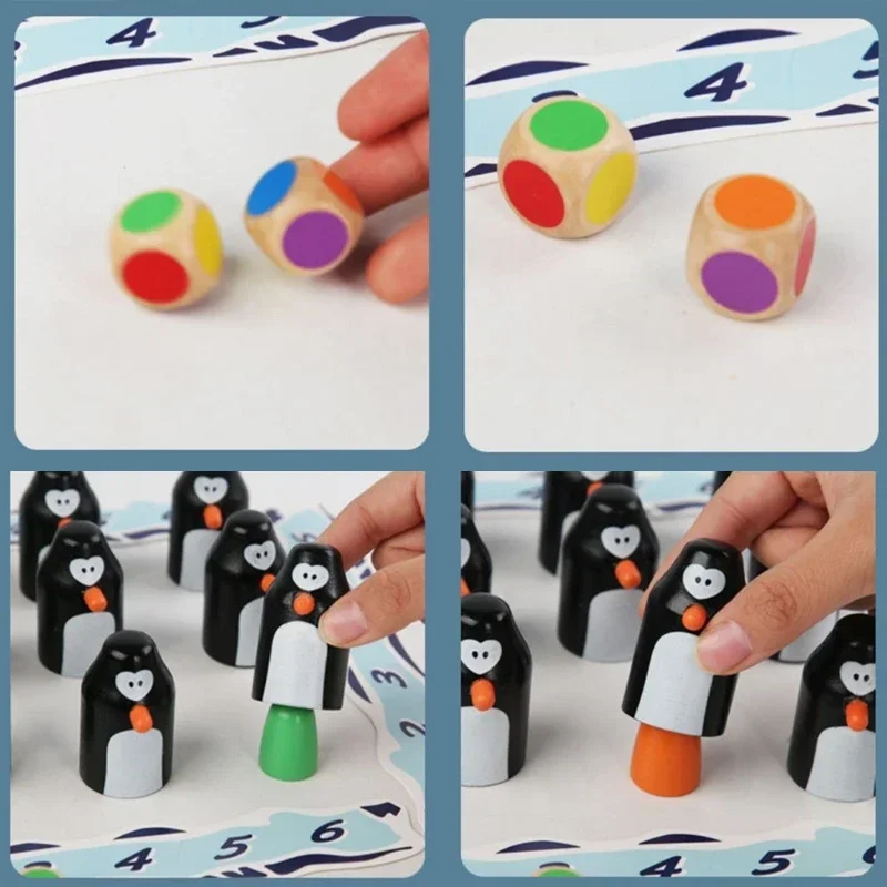 Multiplayer Penguin Board Game Kids Memory Match Puzzle Toy Wooden Exploring Chess Parent-child Table Game for 2-6 Players Party