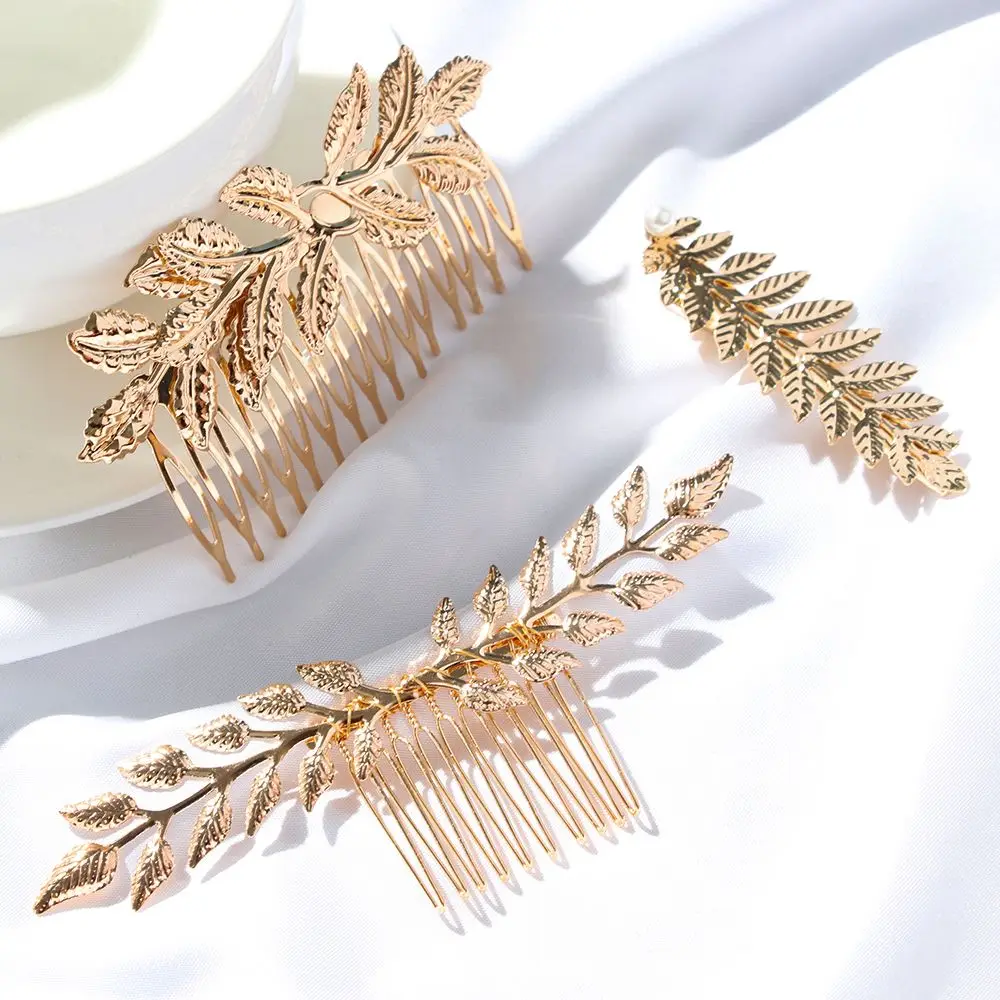 European Greek Goddess Headband Metal Gold Leaves Branch Crown Hair Bands Wedding Tiara Hair Accessories Wedding Bride Hairband