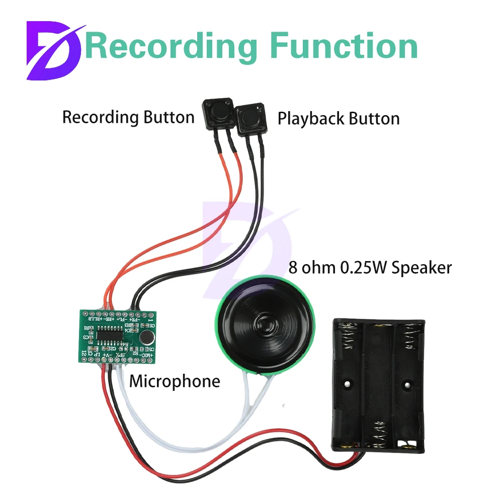 Dual-Button Recording Module 60-Second Recording Module Voice Message Recorder DIY E-Card