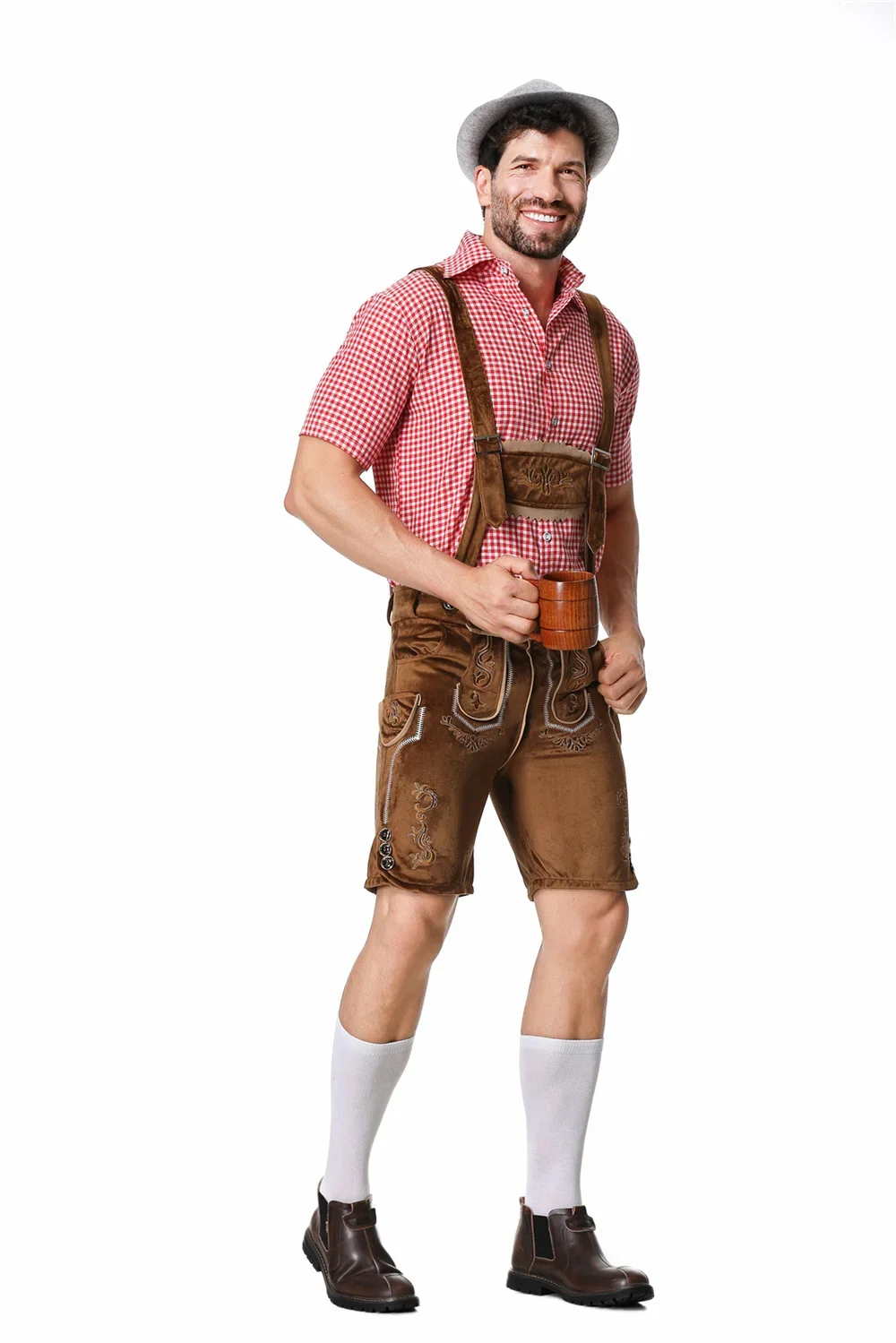 German Oktoberfest Costumes Men Traditional Bavarian Beer Male Shirt Rompers Shorts Set Cosplay Halloween Festival Party Outfit