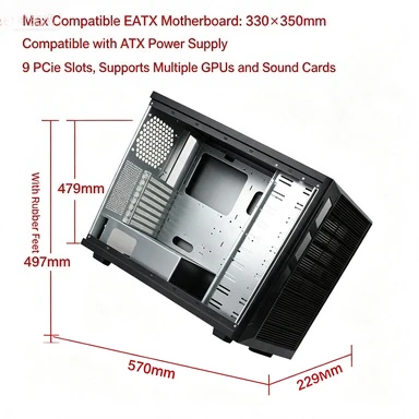 EATX Dual‑way Tower PC Case, 10 Optical Drive Slots, 16 Hot‑Swap Hard Disk Bays NAS Storage Desktop Chassis