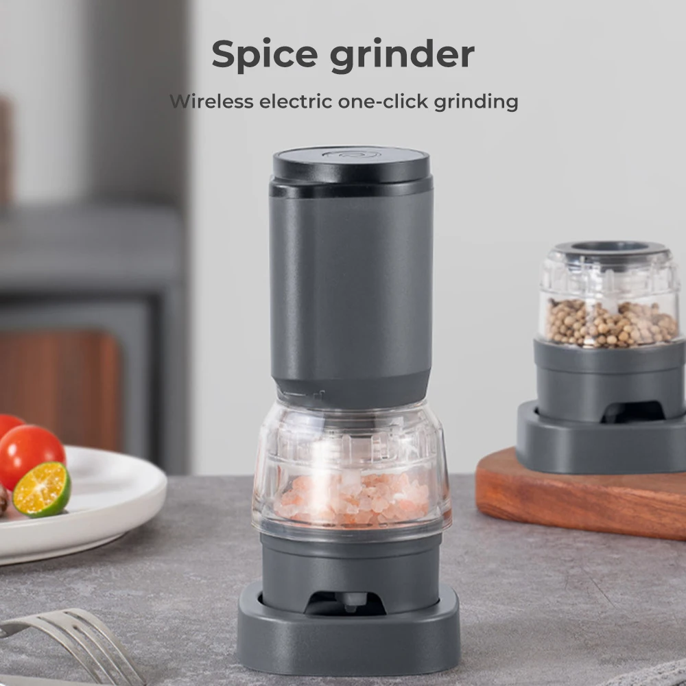 

Портативный автоматический набор для измельчения специй, бытовой мельница для морской соли, перца, инструмент, USB перезаряжаемый набор для измельчения специй с быстрым креплением