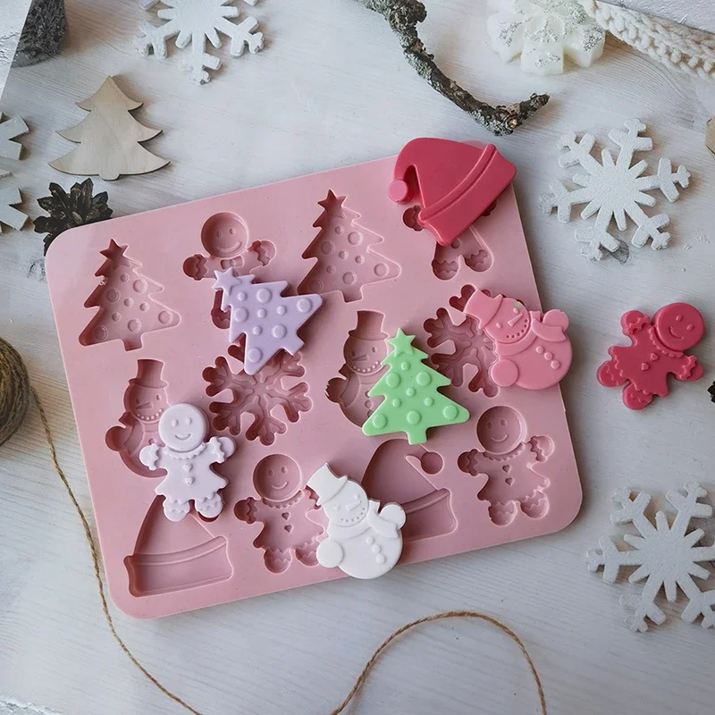 Cake Silicone Mold Christmas Chocolate Mould Decoration Mold Baking Accessories Fondant Kitchen Tools Hand Manual Soap Mould