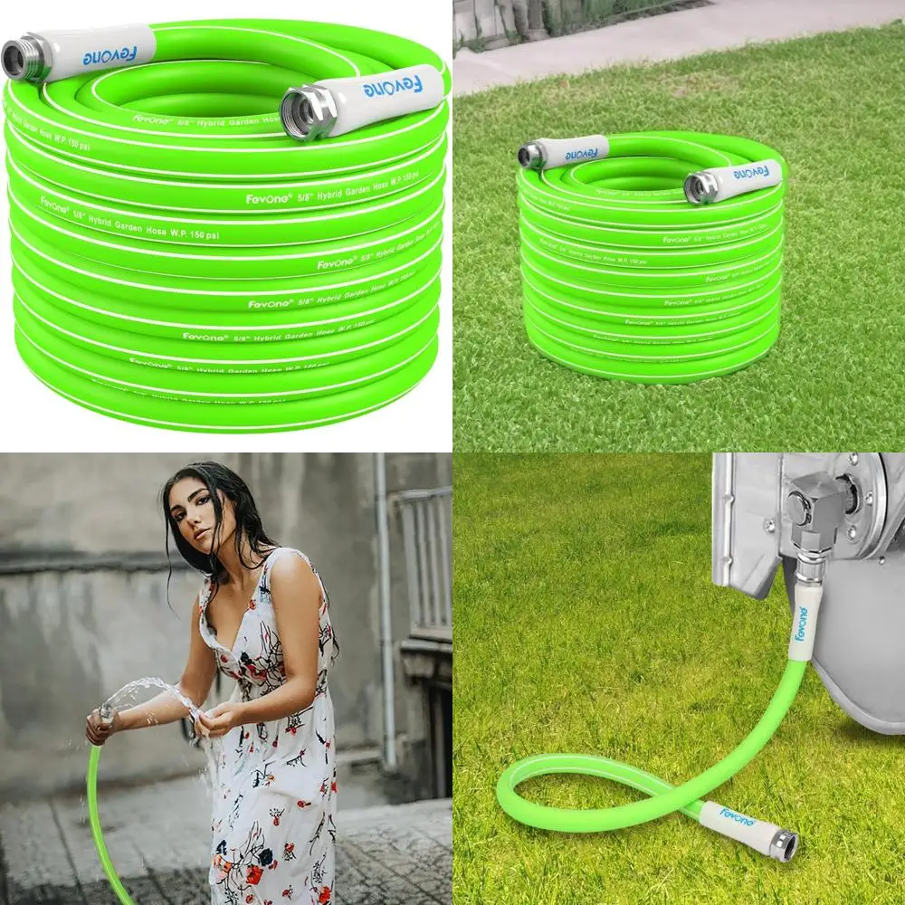 

Сверхмощный гибридный полимерный безопасный садовый шланг для питьевой воды без узлов, 100 x 5/8, легкий и прочный