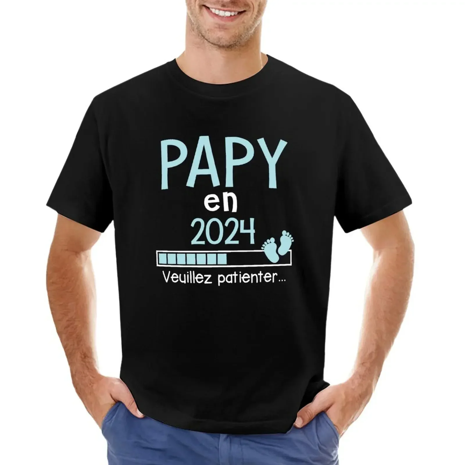 New fashion heavyweight vintage Summer Papy en 2024 Cadeau Futur Papi T-shirt Aesthetic clothing Blouse t shirts for men cotton