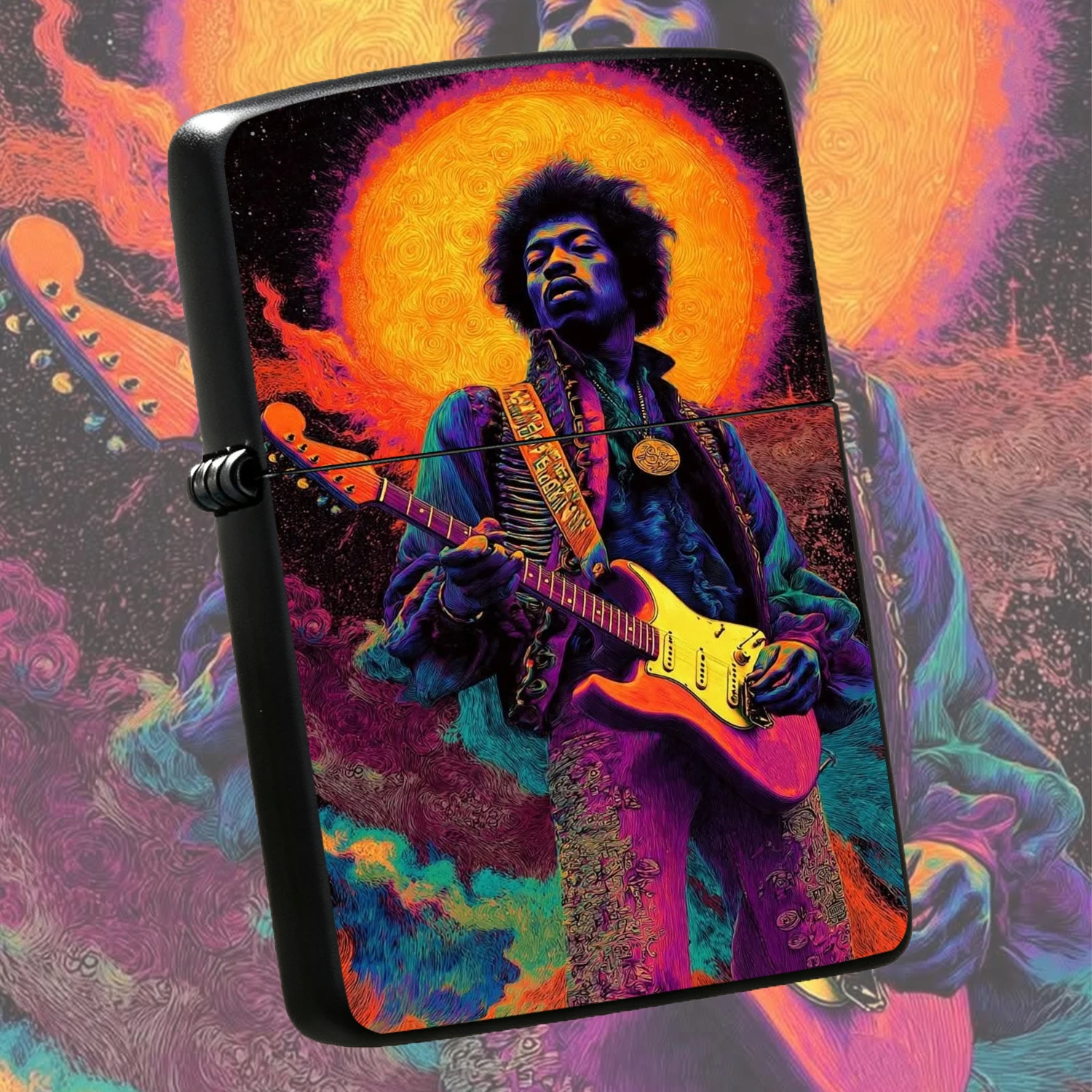 Psychedelic Rock Legend Themed Lighter, Vibrant Starry Sky Art Print Portable Igniter, Stylish Retro Unique Daily Carry Accessory, Ideal For Camping Gathering, Exquisite Creative Gift For Music Art Enthusiasts A Humorous And Interesting Lig