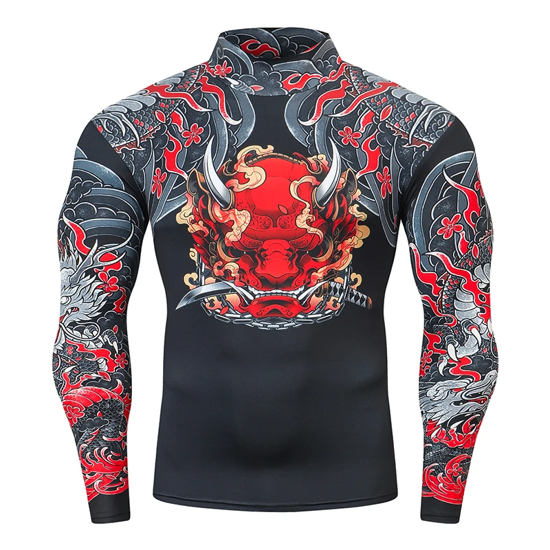 

Men's T-shirt Long Sleeve High Neck Breathable and Quick-Drying Suitable for Running Fitness Cycling Rashguard Top for Travel