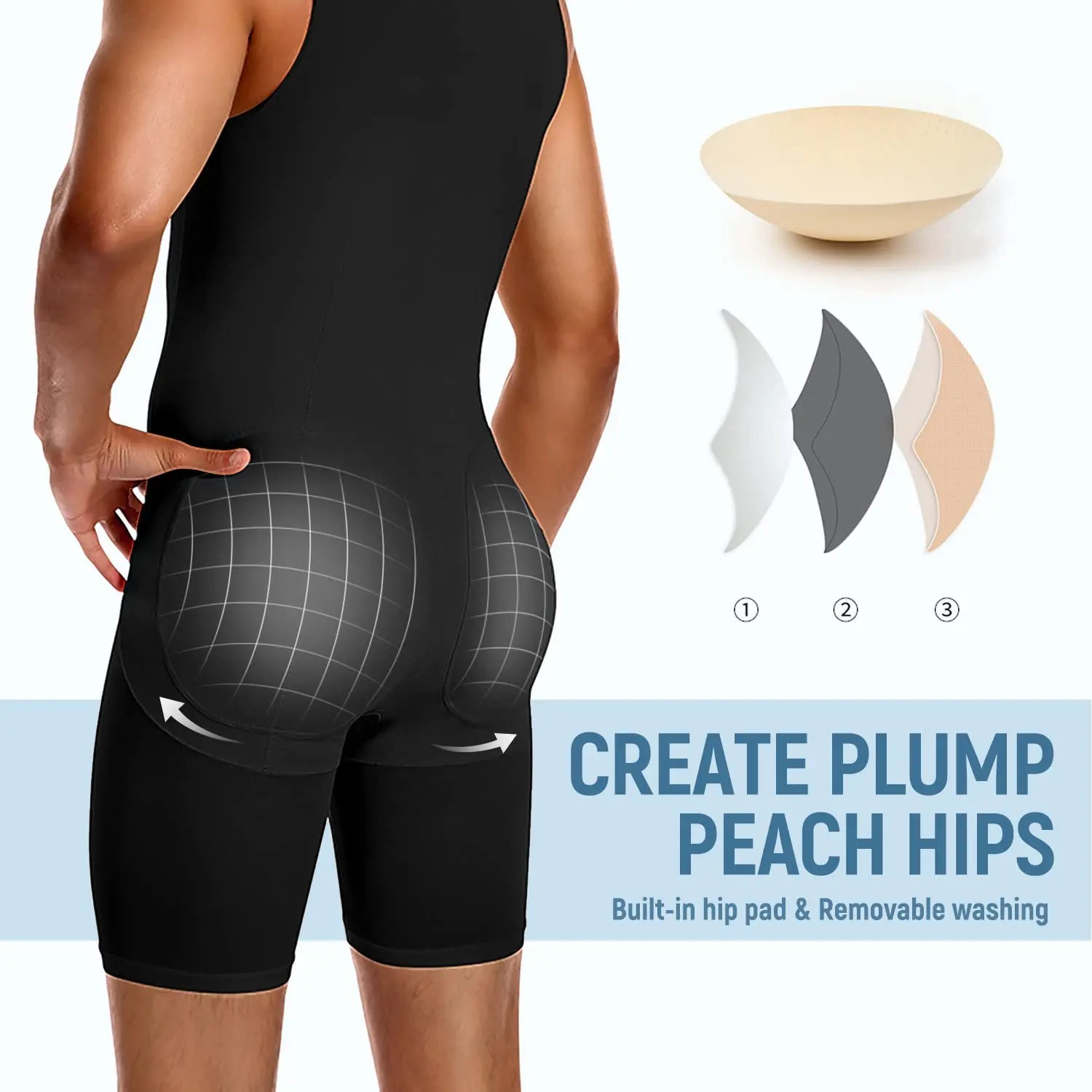 Men Shapewear Tummy Control Bodysuit Waist Trainer Slimming Full Body Shaper Fajas Compression Shirt Shorts with Pad Slim Belly