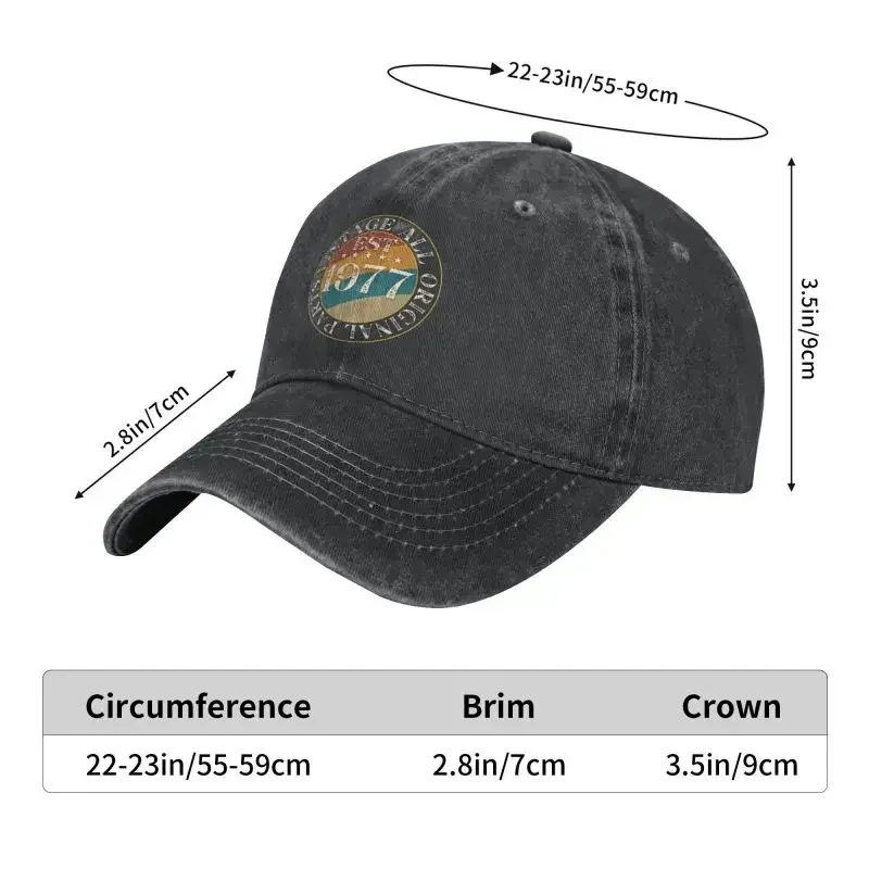 Cool Cotton Retro Vintage 1977 Birthday Gift Baseball Cap for Men Women Custom Adjustable Unisex Dad Hat Outdoor image 5