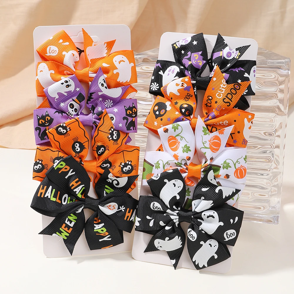 4 Teile/satz Halloween Bogen Haar Clip Party Jubeln Haarnadeln für Kinder Lustige Kreative Kürbis Fledermaus Band Bowknot Hairgripe Mädchen headwear