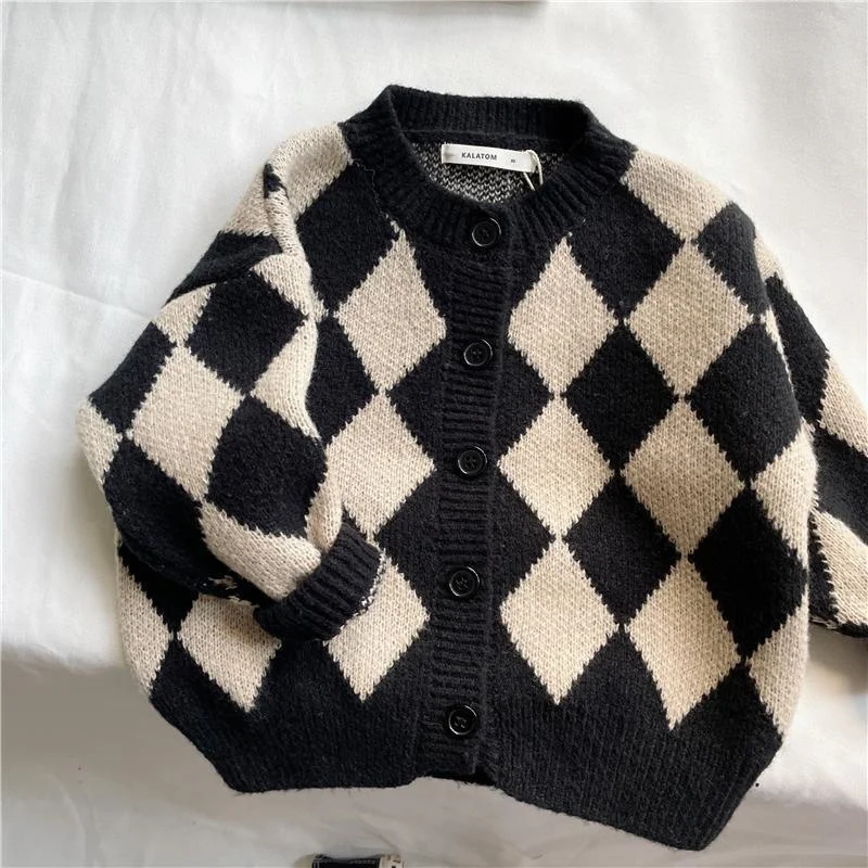 Boys Woolen Sweater Cotton Knitting 2022 Cardigan Warm Thicken Velvet Winter Autumn Christmas Children's Clothing