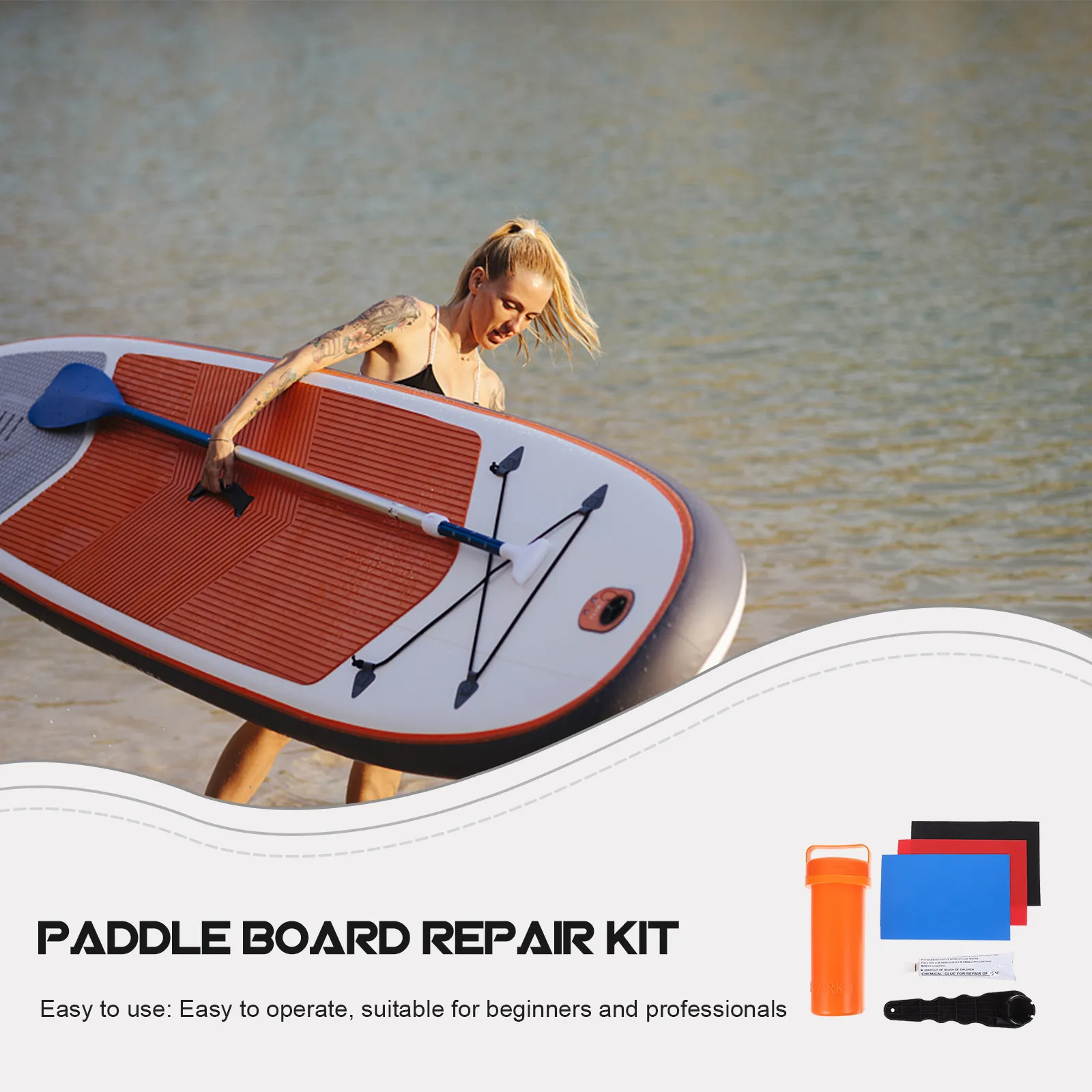 1Set High-Performance Paddle Board Repair Kit PVC ABS Material Long-Lasting Multi-Functional Inflatable Repair Kit for Kayak