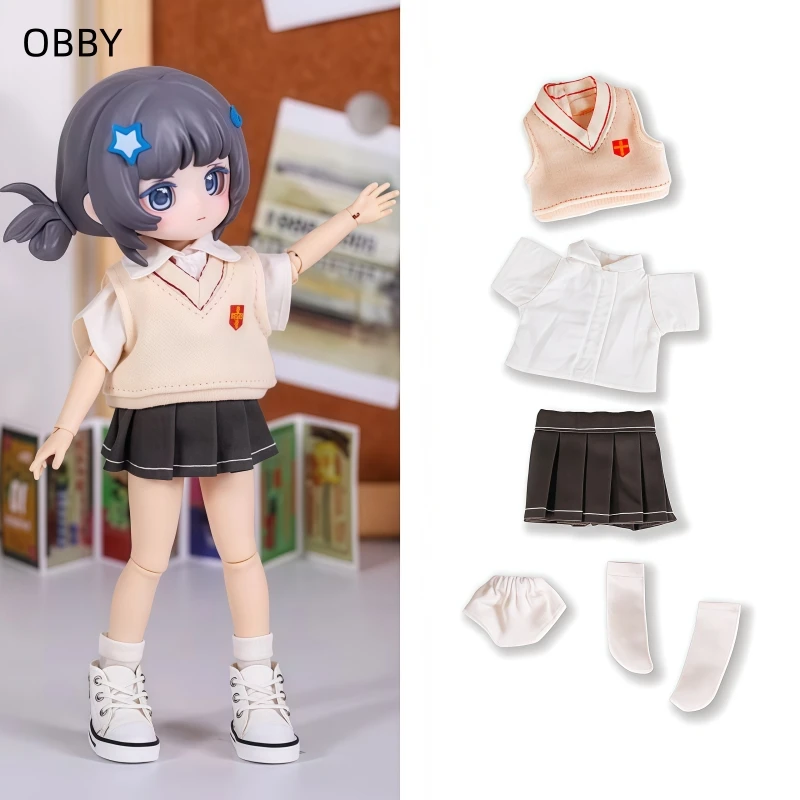 For Obitsu 11 Doll Cute School Uniform Skirt Shirt Set For OB11 Gsc 1/12 BJD NAGI YMY Molly Escape Body Outfit Clothes Gift
