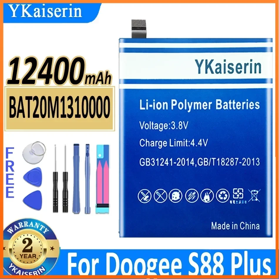 YKaiserin for DOOGEE S88 Plus S88Plus 12400mAh Rechargeable Battery for DOOGEE BAT20M1310000 Mobile Phone Batteries Warranty