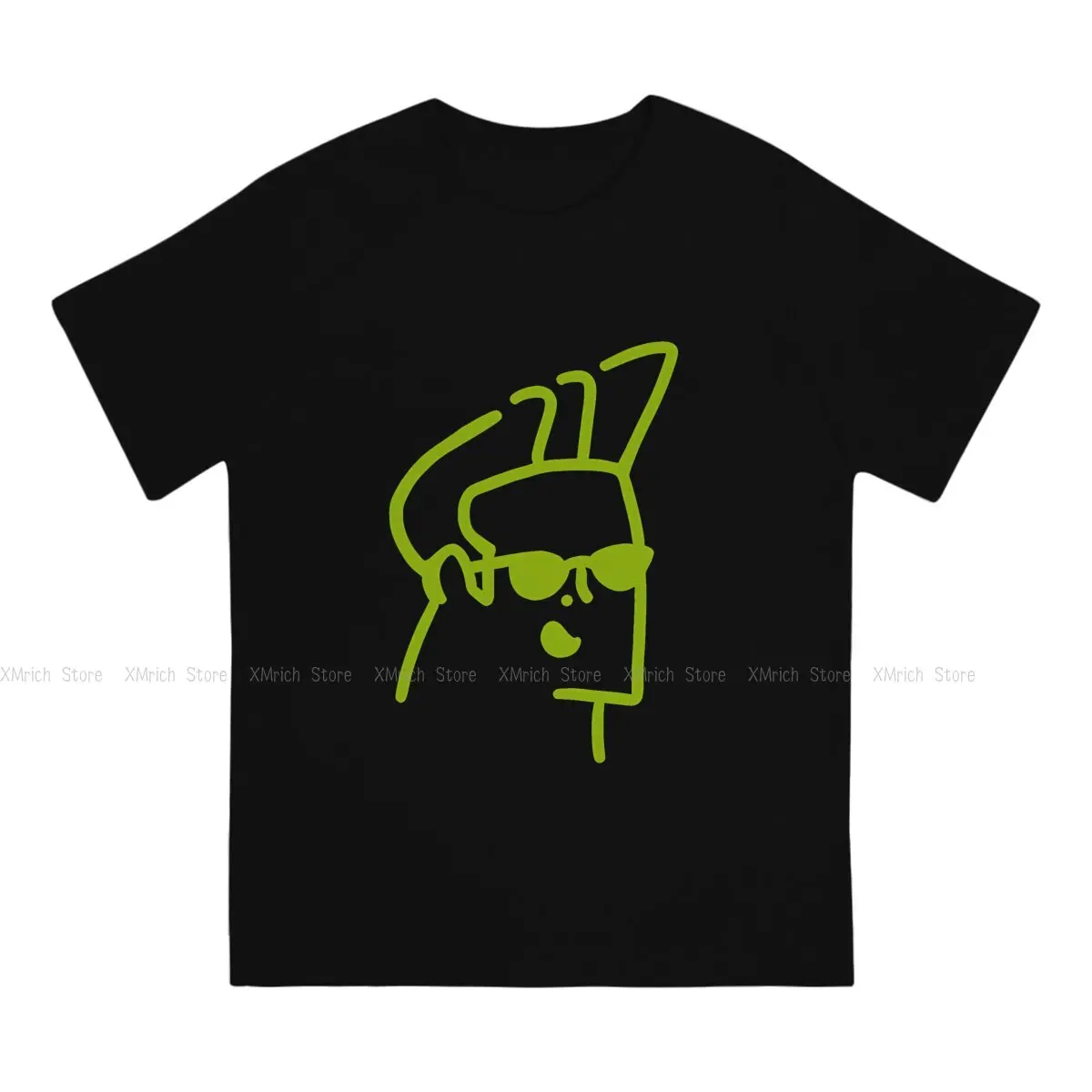 Men T-Shirts Green Creative 100% Cotton Tee Shirt Short Sleeve J-Johnny Bravo Cartoon T Shirt Round Collar Clothing Classic