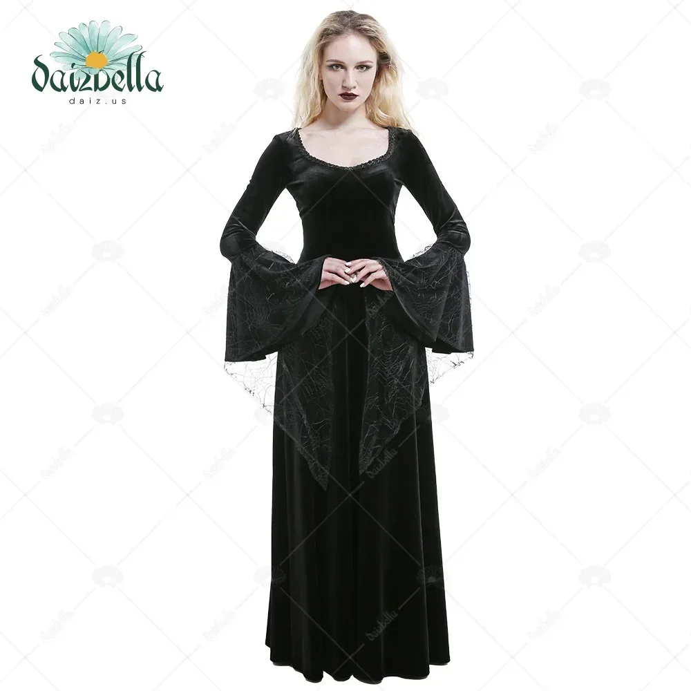 

DAIZBELLA Renaissance Medieval Black Costume Handmade Gothic Dark Witch Halloween Carnival Dress Cosplay Costumes