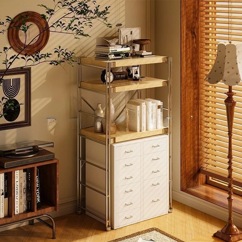 Iron cabinet Composite shelf Home storage cabinet Multi-layer drawer cabinet