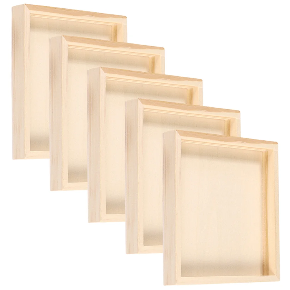 

5 Pcs Wooden Box Tray Blocks Puzzle Storage Trays for Nested Serving Square Shape Small