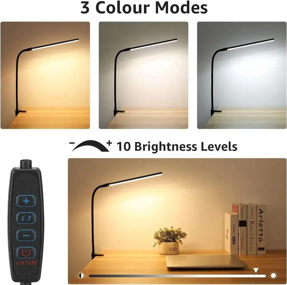 Double headed LED clip type remote control desk lamp reading lamp desktop desk lamp architectural desk lamp with 5 color modes a