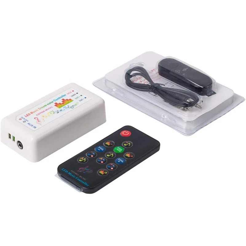 

Hot-WS2812B WS2811 WS2813 1903 LED Strip/Panel Bluetooth Music Dream Color CSY08 Controller 13 Keys RF Remote 512 Pixels