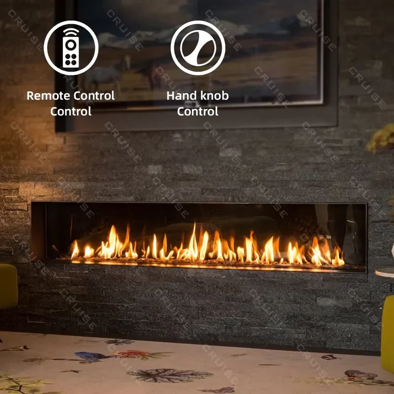 60 Inch Luxury Real Flame Gas Fireplace Indoor Wall Mount Propane Natural Gas Heater With Remote Control For Living Room