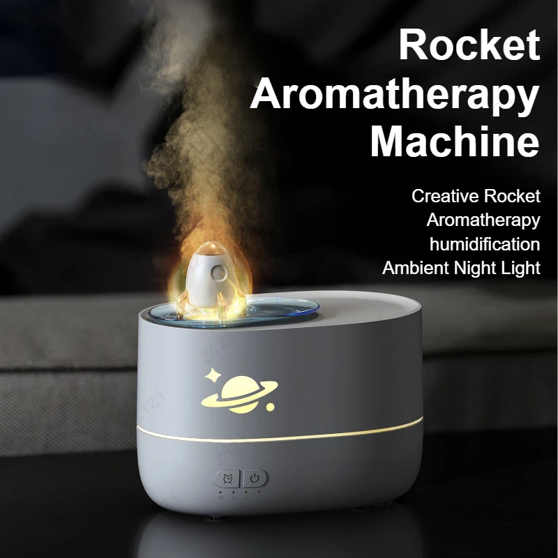 Creative Rocket Shaped Air Aromatherapy Machine Colorful Flame Essential Oil Humidification Aromatherapy Machine