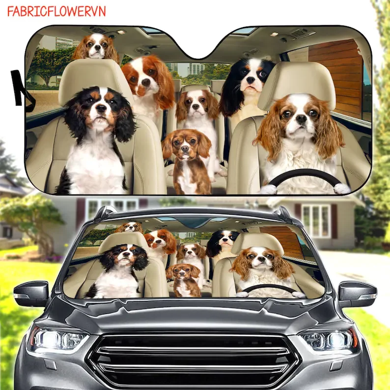 

Cavalier King Charles Spaniel Car Sunshade, Dog Car Decoration, Dog Windshield, Dog Lover Gift, Dog Car Sunshade, Gift For Mom,