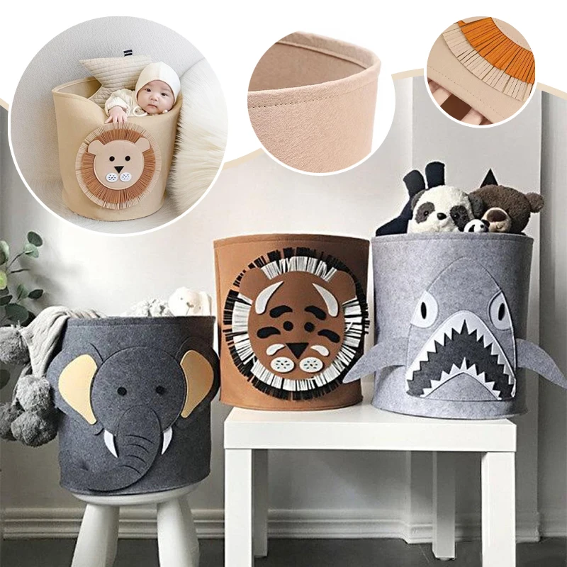 

Cute Foldable Felt Storage Basket Cartoon Animal Design Large Capacity for Kids Toys Baby Clothes Shoes Organizer Laundry Hamper