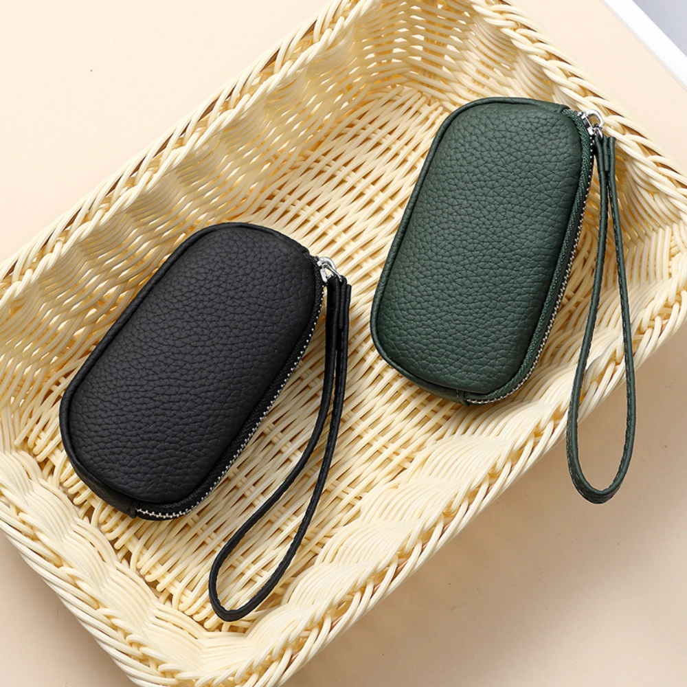 محفظة نسائية للعملات المعدنية بسحاب مزدوج وحامل مفاتيح منظم محفظة جلدية من جلد البولي يوريثان حقيبة تخزين بحلقة مفاتيح لإكسسوارات حقيبة اليد النسائية #4